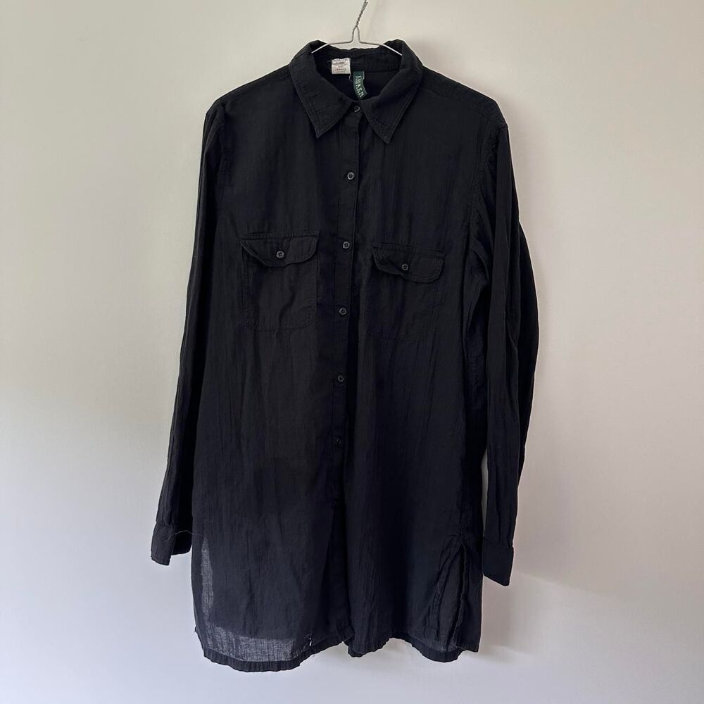 Lauren Ralph Cotton Tunic Women M/L Gauze Crinkle Beach Coverup (As-Is)